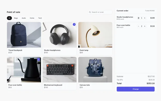 Cashier screen