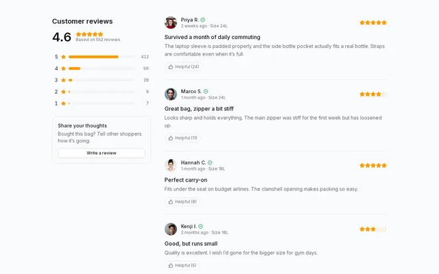 Reviews with distribution